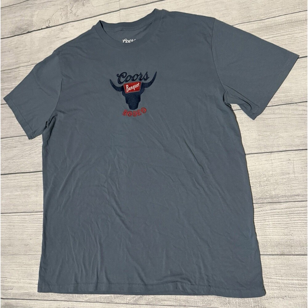 Coors Banquet Rodeo Embroidered Logo Cotton Tee Size XL Extra Large Rare Design